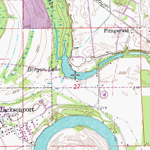 Topographic Map of Bergen Lake, AR