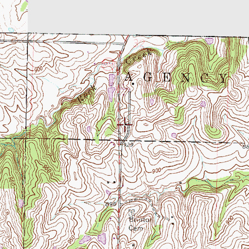 Topographic Map of McGauhey School, MO