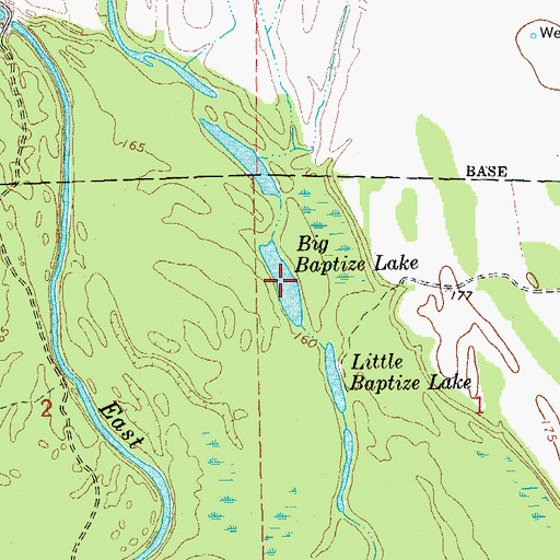 Topographic Map of Big Baptize Lake, AR