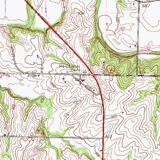 Topographic Map of Mount Carmel School, MO