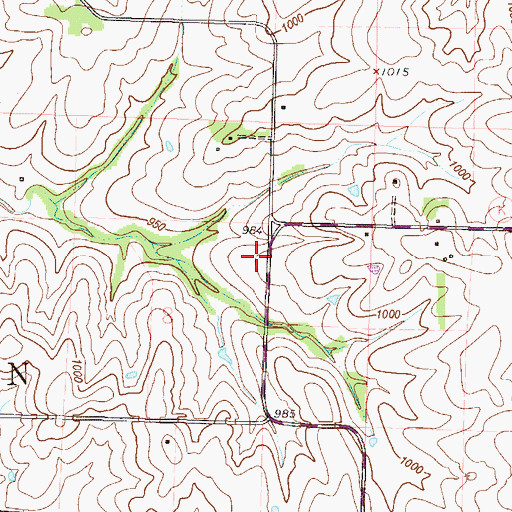 Topographic Map of Mount Hope School (historical), MO