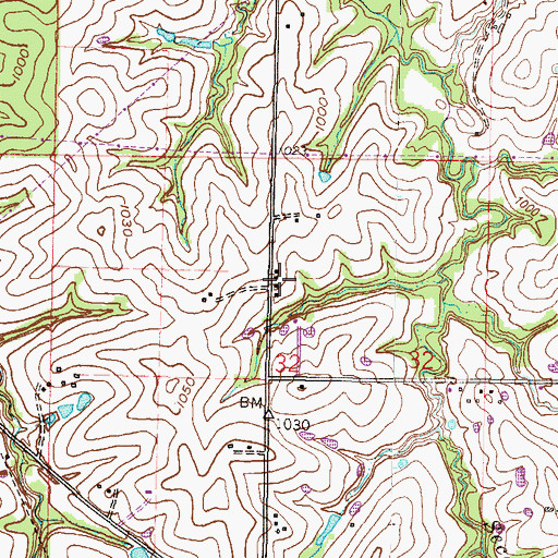 Topographic Map of Berry School (historical), MO