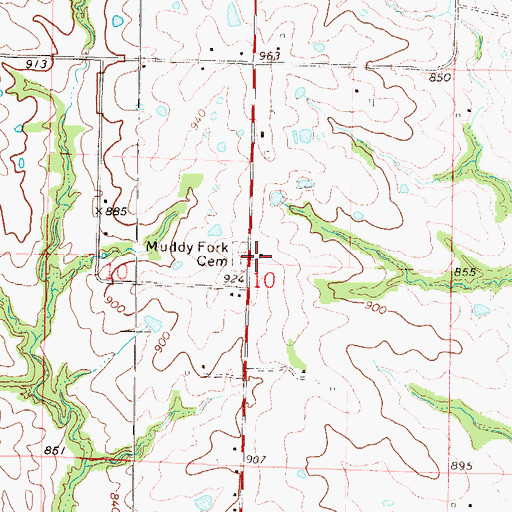 Topographic Map of Muddy Fork School, MO