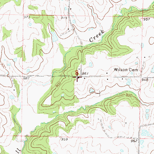 Topographic Map of Pleasant Grove School, MO