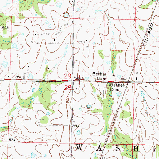 Topographic Map of Bethel School (historical), MO
