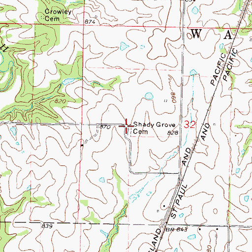 Topographic Map of Shady Grove Church (historical), MO