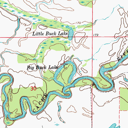 Topographic Map of Big Buck Lake, AR