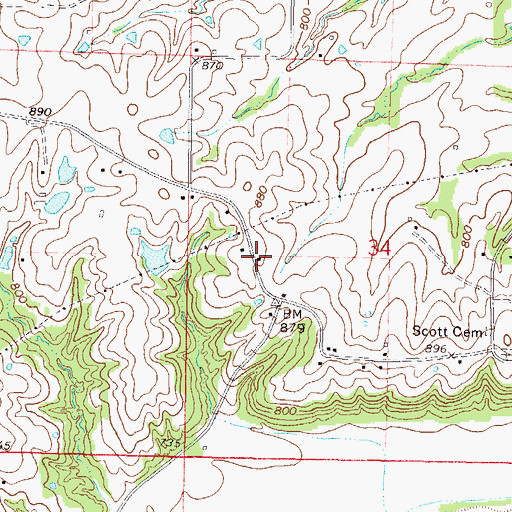 Topographic Map of Lunsford School, MO