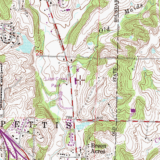 Topographic Map of Line Creek Elementary School, MO