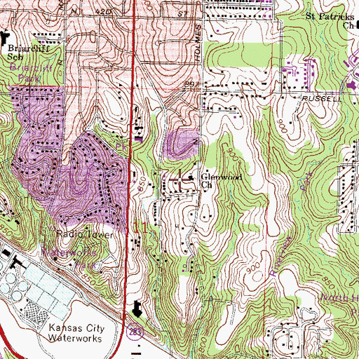 Topographic Map of Glenwood School (historical), MO