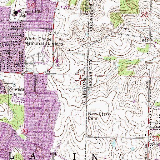 Topographic Map of Big Shoal School (historical), MO