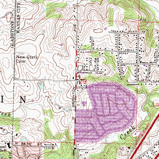 Topographic Map of Hoy School (historical), MO