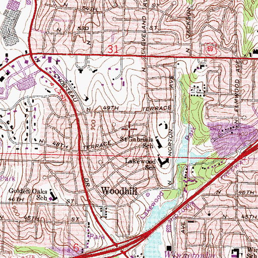 Topographic Map of Wood Hill Golf Club (historical), MO