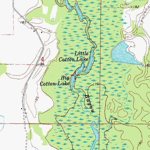 Topographic Map of Big Cotton Lake, AR