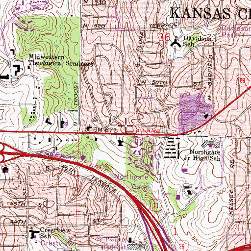 Topographic Map of Campbellton (historical), MO