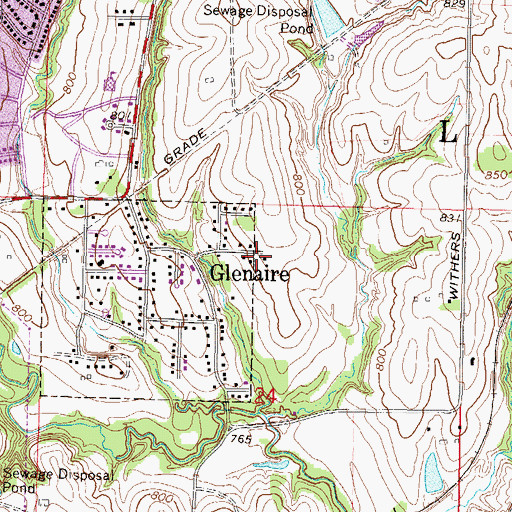 Topographic Map of Withers School, MO
