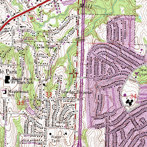 Topographic Map of Greenwood School (historical), MO