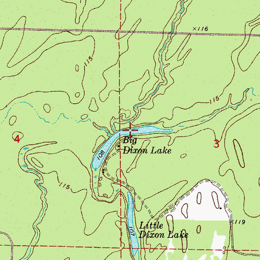 Topographic Map of Big Dixon Lake, AR