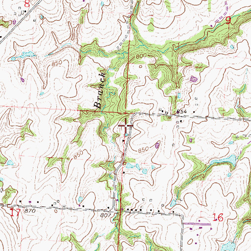 Topographic Map of Union School (historical), MO