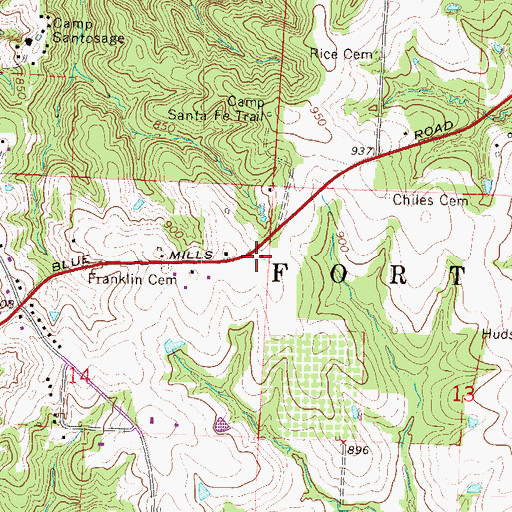 Topographic Map of Place Dale School, MO