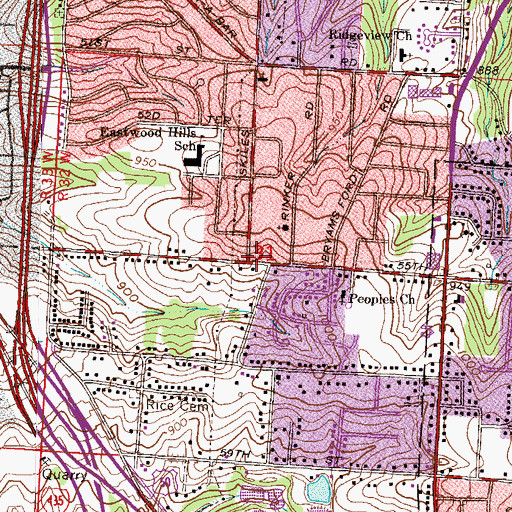 Topographic Map of Lane School (historical), MO
