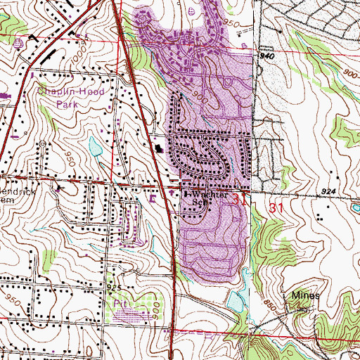 Topographic Map of Staples School (historical), MO