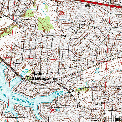 Topographic Map of Blue Springs School (historical), MO