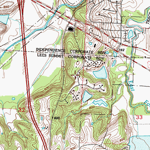 Topographic Map of Fairview School, MO