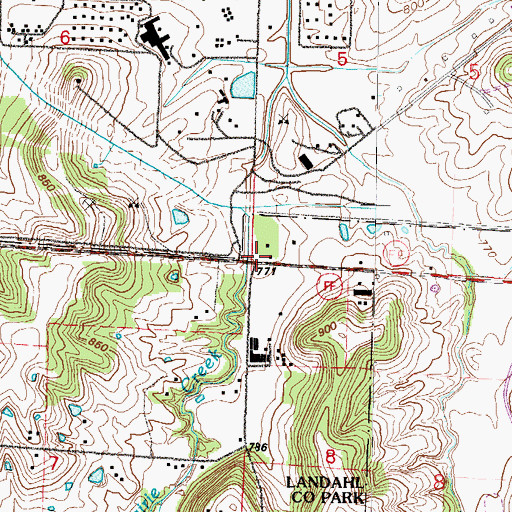Topographic Map of Owens School, MO