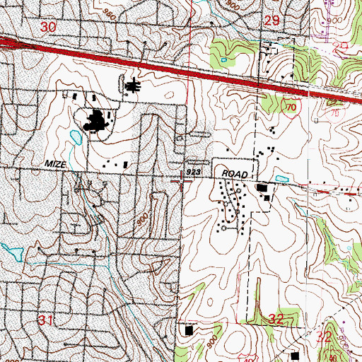 Topographic Map of Sunnyside School (historical), MO