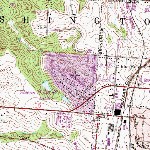 Topographic Map of Sleepy Hollow Park (historical), MO