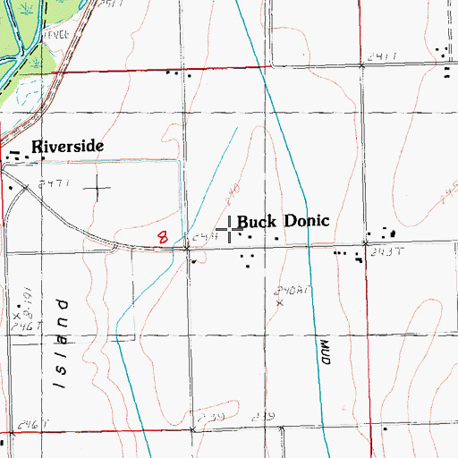 Topographic Map of Buck Donic School, MO