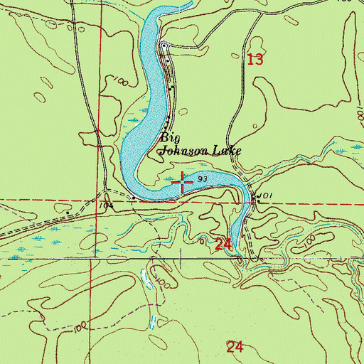 Topographic Map of Big Johnson Lake, AR