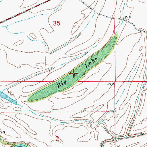 Topographic Map of Big Lake, AR
