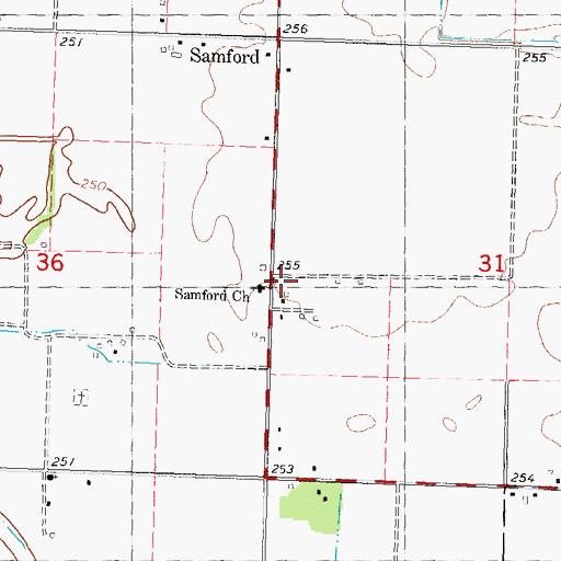 Topographic Map of Samford School (historical), MO