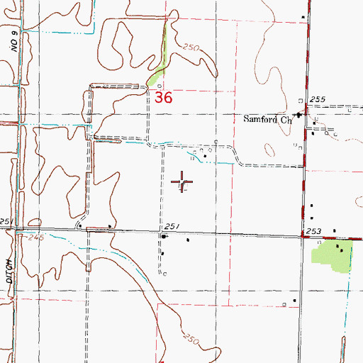 Topographic Map of Samford Cemetery, MO