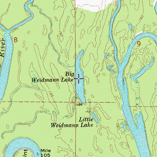 Topographic Map of Big Weidmann Lake, AR