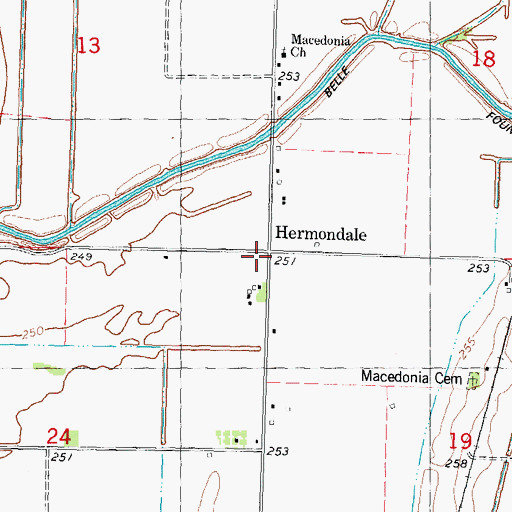 Topographic Map of Hermondale School (historical), MO
