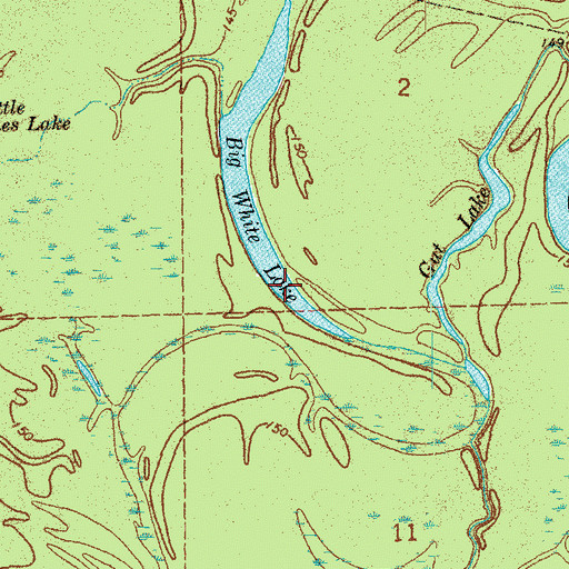 Topographic Map of Big White Lake, AR