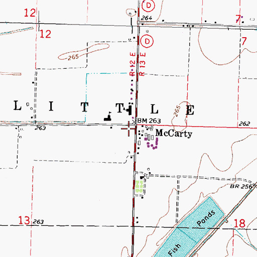 Topographic Map of McCarty School (historical), MO