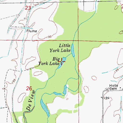 Topographic Map of Big York Lake, AR