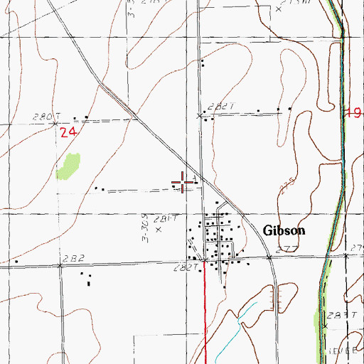 Topographic Map of Gibson School (historical), MO