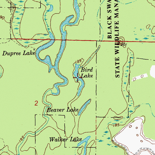 Topographic Map of Bird Lake, AR