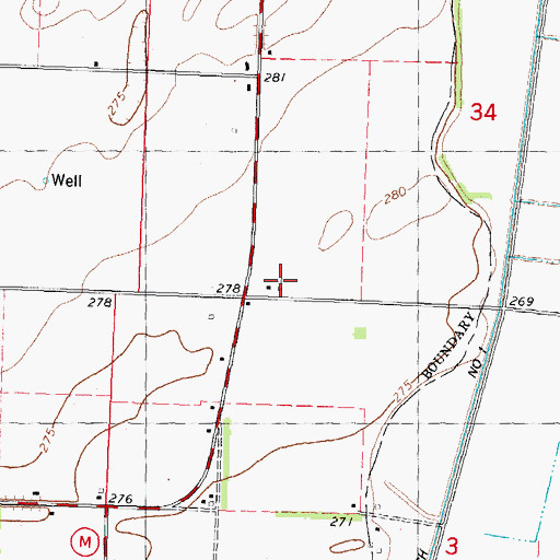 Topographic Map of Hedgerow School, MO