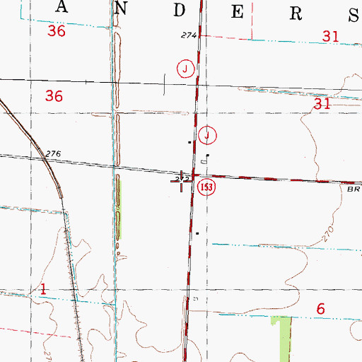 Topographic Map of Little Walnut School (historical), MO