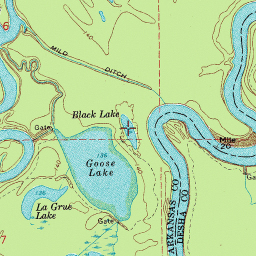 Topographic Map of Black Lake, AR
