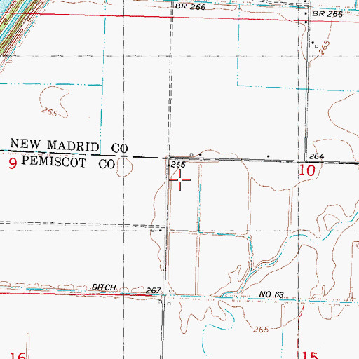 Topographic Map of Flagland School (historical), MO
