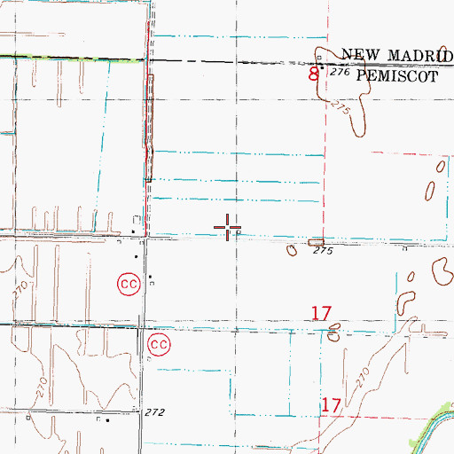 Topographic Map of Hill School, MO