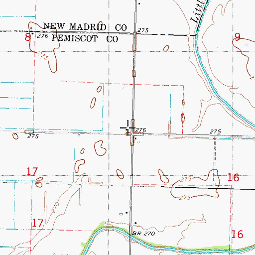 Topographic Map of Hildreth School (historical), MO