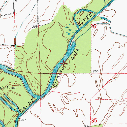 Topographic Map of Blanchard Lake, AR
